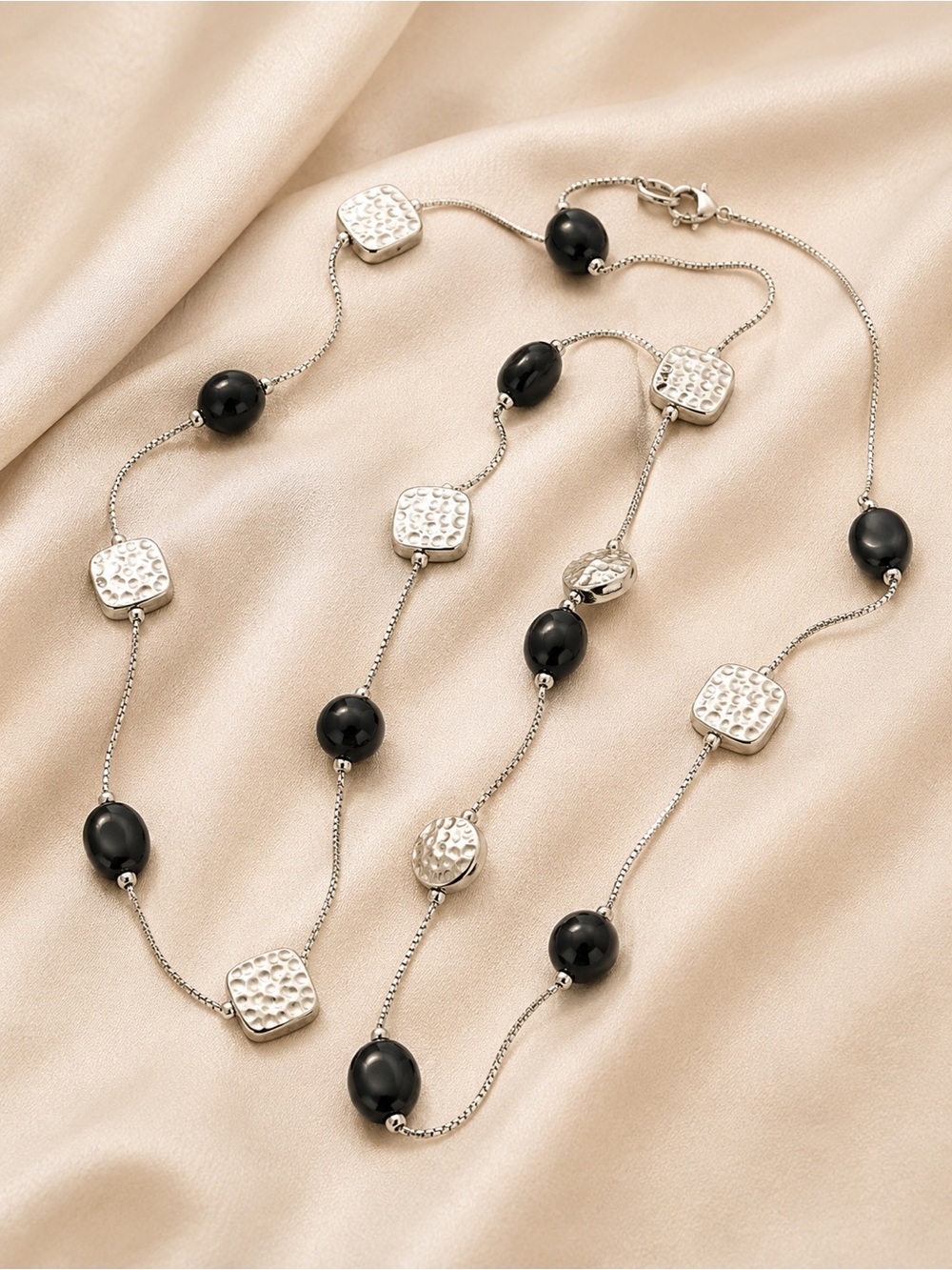 Elegant Silver and Black Necklace
